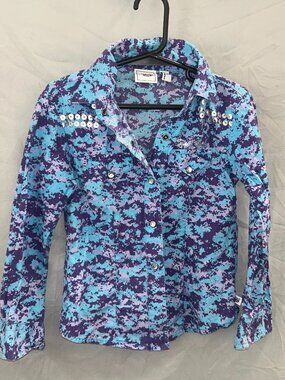 Cruel Girl Girls Long Sleeve Western Cowgirl Snap Front Shirt Size 4/5